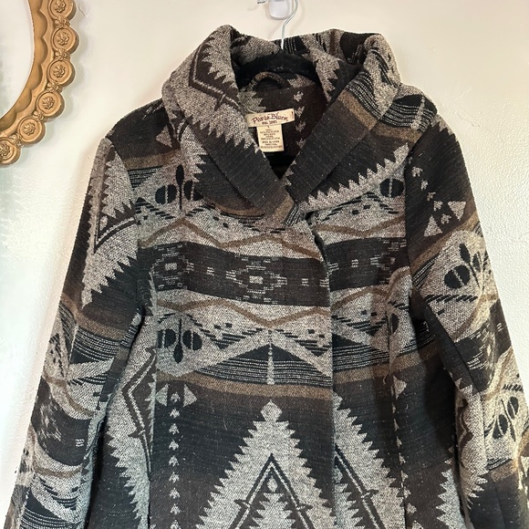 Vintage Paris Blues Southwestern Print Hooded Coat Wool Blend, Brown, Size large - Picture 9 of 10